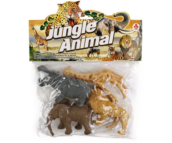 Jungle Animal 1: Kirahvi, Virtahepo, Elefantti ja Leijona, 12cm